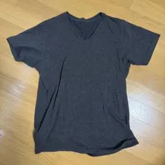 UNIQLO メンズ VネックTシャツ ダークグレー L