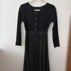 ドット柄長袖カットソーワンピース　ナチュラルビューティーベーシック　ワンピース