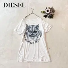 【ディーゼル】半袖Tシャツ（フリー）スカル 虎 クルーネック 英字 ビッグロゴ