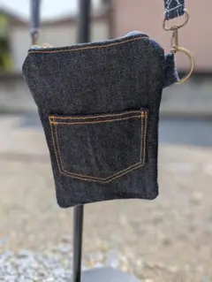 １点物　デニム　ハンドメイド　サコシュ　ショルダーバック　スマホショルダーのサムネイル