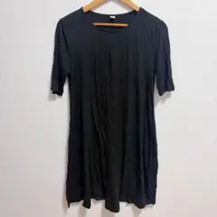 OLD NAVY 半袖カットソーワンピース 【M】 黒 シンプル 部屋着