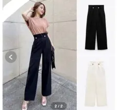【美品】 ZARA ハイウエストワイドパンツ XS