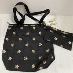 BB☆ 　新品未使用 LeSportsac 花柄刺繍 トートバッグ　黒