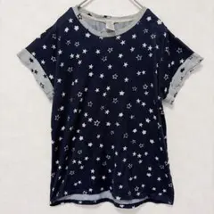 ラッキーブランド 星柄 半袖Tシャツ XS ネイビー 総柄 カットソー 古着
