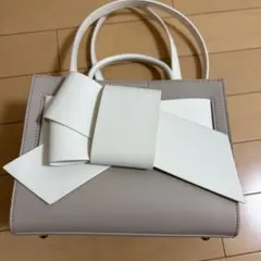 frayid リボンモチーフ ハンドバッグ ベージュ×ホワイトのサムネイル