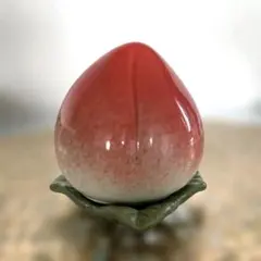 桃型 陶器 茶筒 蓋付き 茶器 小物入れ 縁起物 インテリア 桃の節句