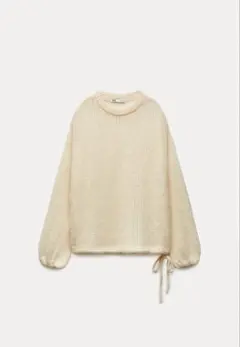 ZARA アイボリー リボン付きニットセーター
