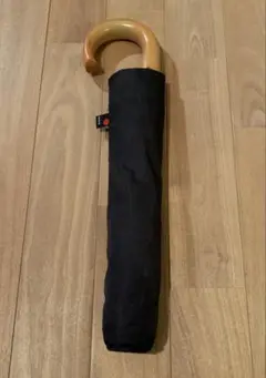 クニルプス 傘 折りたたみ傘　ワンタッチ オープン ウッドハンドル　黒