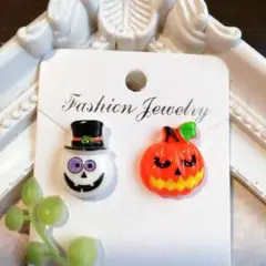ハロウィン スカル パンプキン ピアス/イヤリング(ハンドメイド)