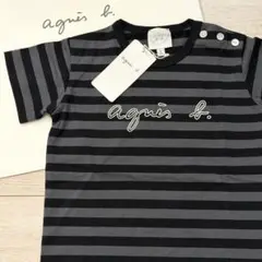 新品 agnes b. 2ans 90 ベビー ストライプロゴプリント Tシャツのサムネイル