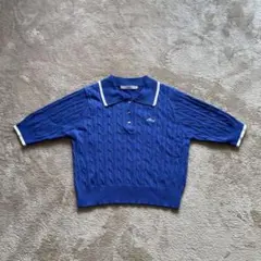 Alley by w closet ケーブル編み ニット 半袖 青 F 新品