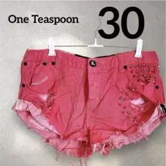 One Teaspoon【30】ピンク ショートパンツ ダメージ加工 スタッズ
