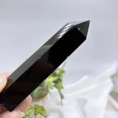 【天然石】モリオン（黒水晶）ポイント◆タワー◆六角柱 P586