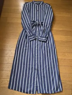 LAUREN Ralph Laurenネイビー ストライプ シャツワンピース