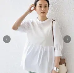 Ships 2WAY パール モチーフ 異素材 コンビ ブラウス◇ ペプラム