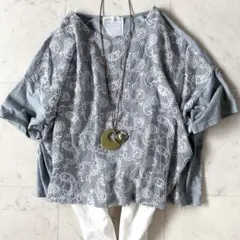 極美品＊ビアズリー ペイズリー刺繍カットソー ブラウス 近年モデル Tシャツ