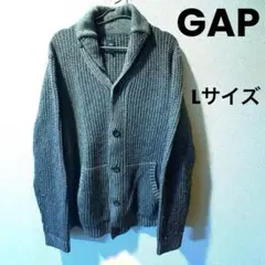 GAP ギャップ ニットカーディガン L グレー 厚手 ワッフル ショールカラーのサムネイル