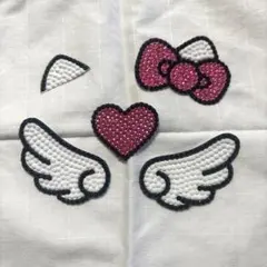 デコうちわ パーツ 猫耳リボン ハート　ピンク　羽