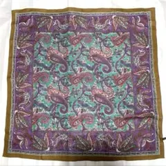 100%ウール ペイズリー柄 サラリ薄地 ストール 85cm正方形【未使用】