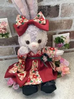 リーナベルＳ　大正浪漫風赤花柄　和着物ドレス6点コスチューム　ステラルーも出品中 ステラルーS 大正浪漫風 赤花柄和着物ドレス6点コスチュウーム