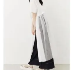 rienda マキシ丈 ロングワンピース チュールドッキング 白シャツ