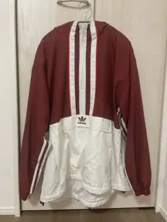 adidas アノラックパーカ　ナイロンジャケット 赤白 ハワイ購入品