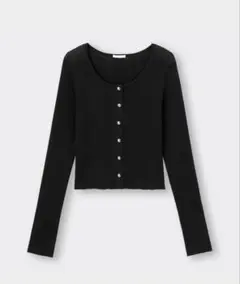 GU シアーショートカーディガン カーディガン 黒 長袖 羽織り