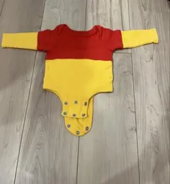 赤・黄 長袖ボディスーツ 0-3ヶ月（プーさん配色）