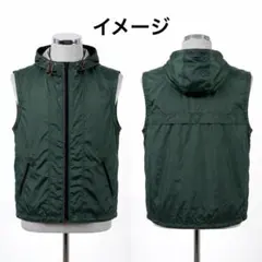 상태좋음 00s OLD GAP フード付ナイロンベスト グリーン テック Y2K