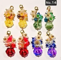 No.14/お花/ガラス肉球/チャーム