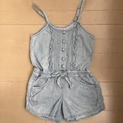 メゾピアノ　デニム フリルデザイン ショートオーバーオール　130cm