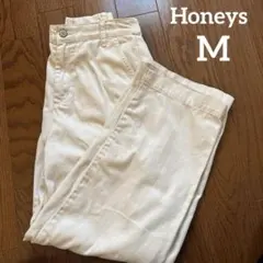 ホワイトデニムワイドパンツ　M Honeys