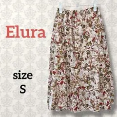 Elura【S】花卉印花傘裙 中長款 嫵媚 腰部鬆緊