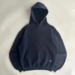 【希少USA製】90s ラッセル 無地スウェットパーカー ネイビー 短丈M