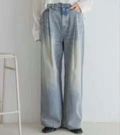 新品JEANASIS　カラータックデニムワイドパンツ　ライトブルーSのサムネイル