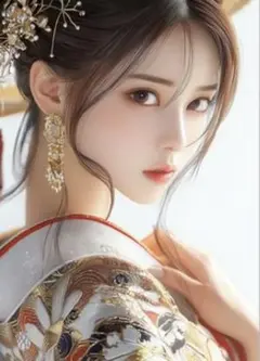 エレガントな和風着物 ビューティフルガール キャンパス アート プリント 送料込