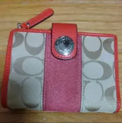 アウトレット[COACH]コーチシグネクチャー二つ折り財布★オレンジ