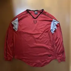 NIKE 00s y2k 長袖ゲームシャツ　Tシャツ　異素材　レッド×グレー