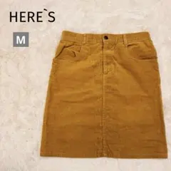 美品　コーデュロイ　膝丈　スカート　キャメル　ブラウン　事務服　通勤　通学　秋冬