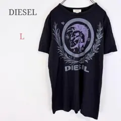 ＊ディーゼル【L】プリントロゴTシャツ 綿100% クルーネック カジュアル