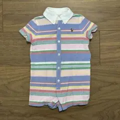 ラルフローレン　ストライプロンパース (ポロシャツスタイル) 70 9M