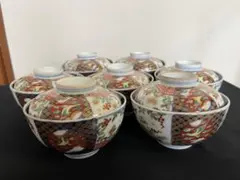d*m様 有田焼 伊万里焼 古伊万里 色絵 蓋付き碗 7客組 管理NO313