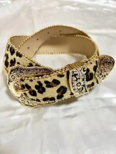 ウエスタンベルト ヒョウ柄 スタッズ 韓国 Y2K ストリート