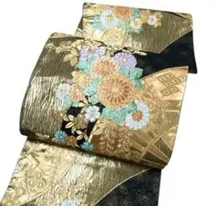 A 103振袖向き　六通柄袋帯　美品　菊　辻ヶ花　金糸　着物
