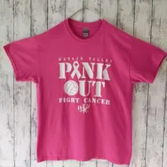 アメリカ古着　半袖Tシャツ　GILDAN　L　PINK OUT　ピンクのサムネイル