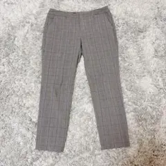 【ラエフ】 グレンチェック テーパードパンツ (L)グレー 通勤