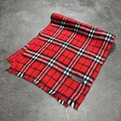 Burberrysバーバリーノバチェックマフラーウールイングランド製赤レッド小物