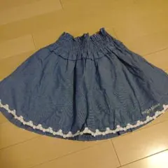 メゾピアノ デニムブルー フリル付きスカート 120cm