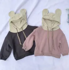 裏起毛　耳つきパーカートレーナー♪