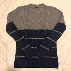 デンハム クルーネックニット バイカラー（ネイビー×グレー）Sサイズ（EU）